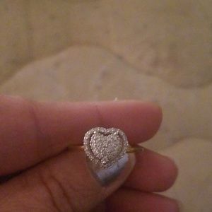 14k- gold CZ pave heart ring.